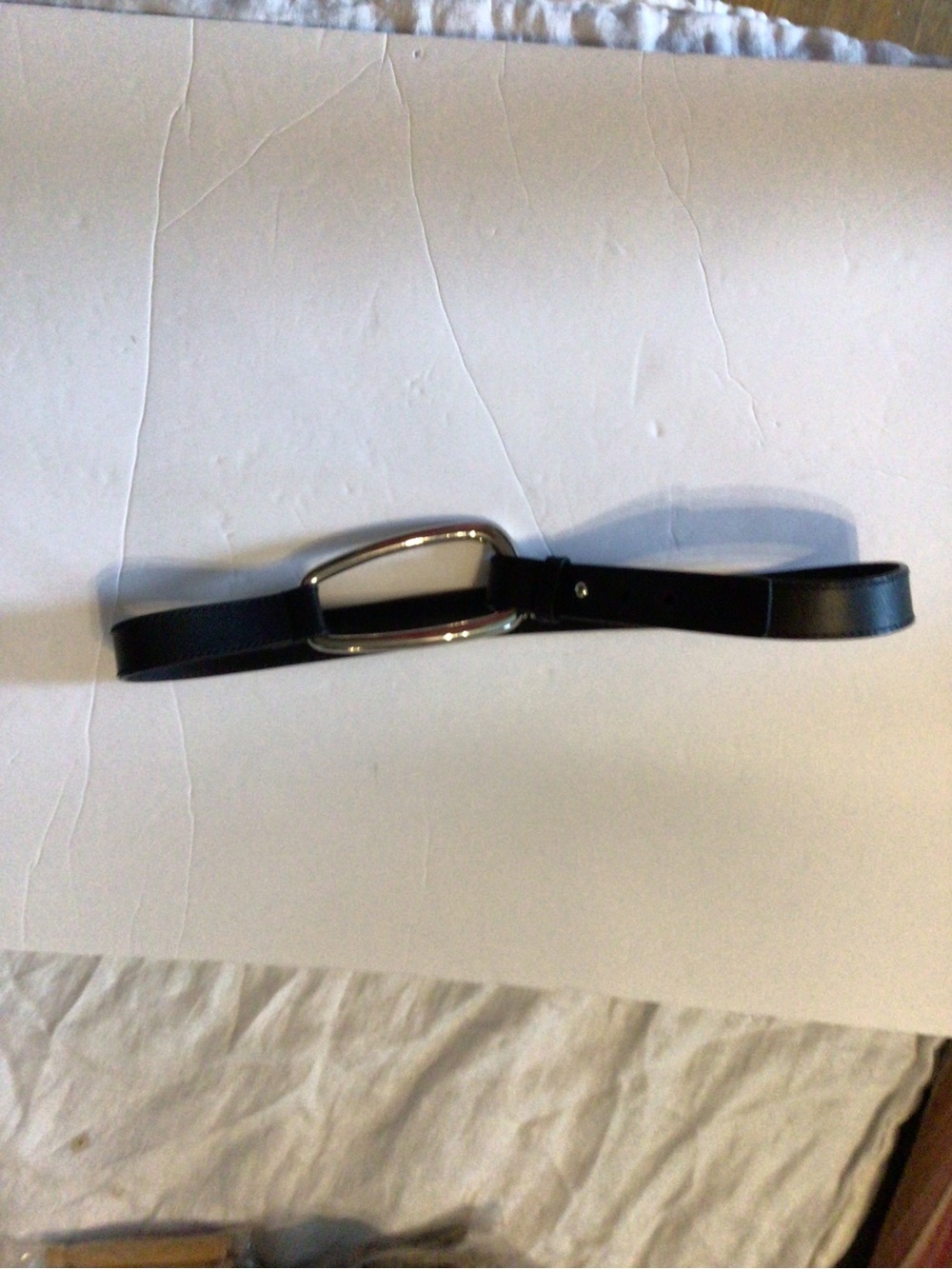 Express Black Leather Belt with Silver Oval Buckle
